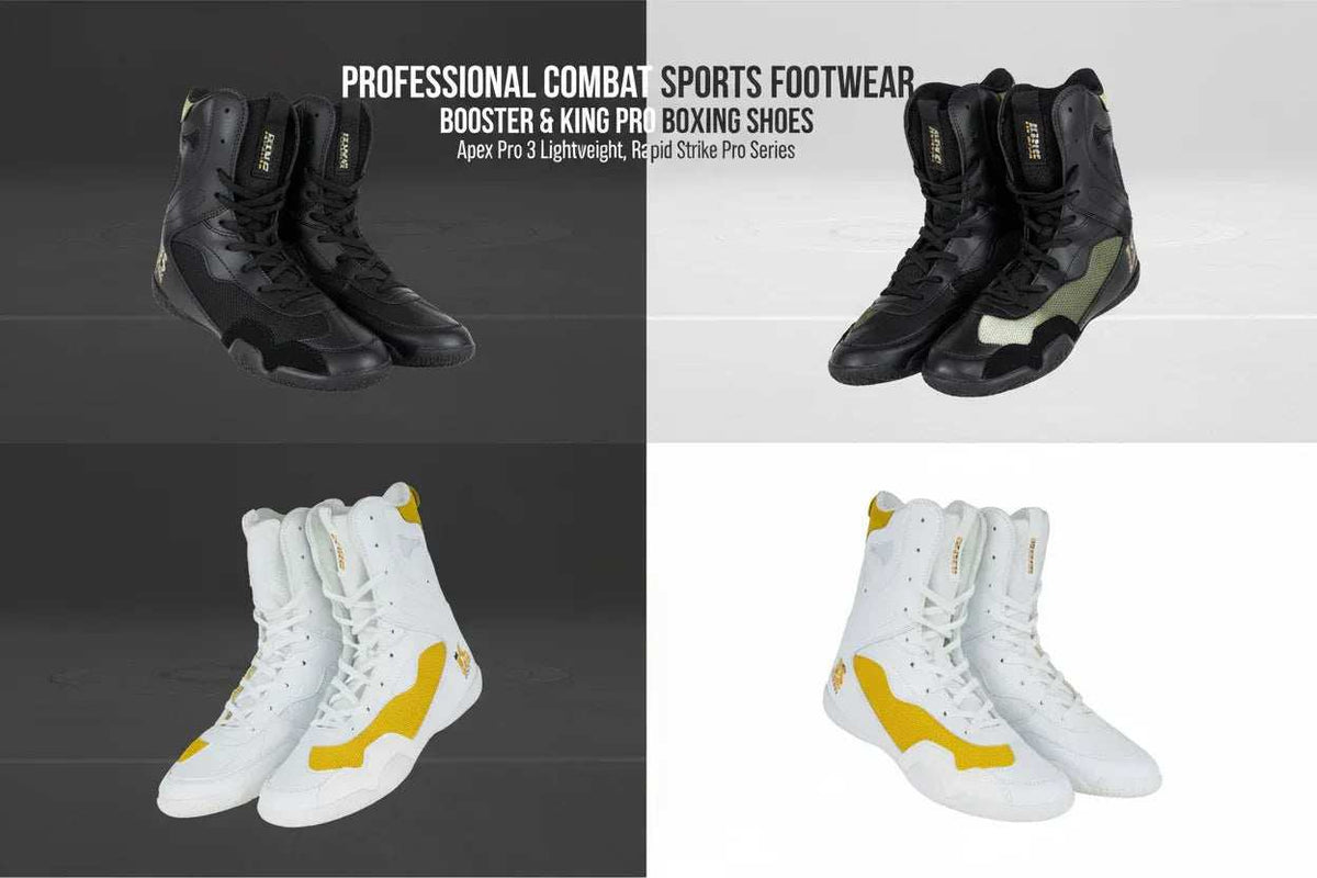 Boksschoenen en vechtsport schoenen van Booster en King Pro Boxing lichtgewicht en professioneel