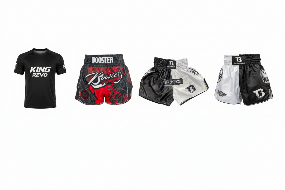 Vechtsport kleding met fight shirts en Muay Thai shorts van King Pro Boxing en Booster