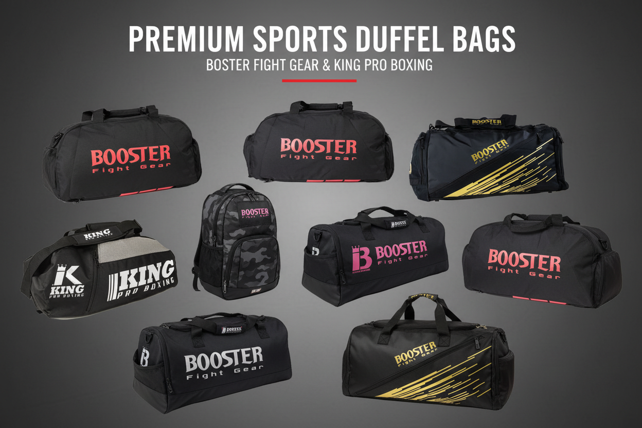 Sporttassen van Booster, Fairtex en King Pro Boxing voor vechtsport en gym met meerdere vakken en duurzame materialen