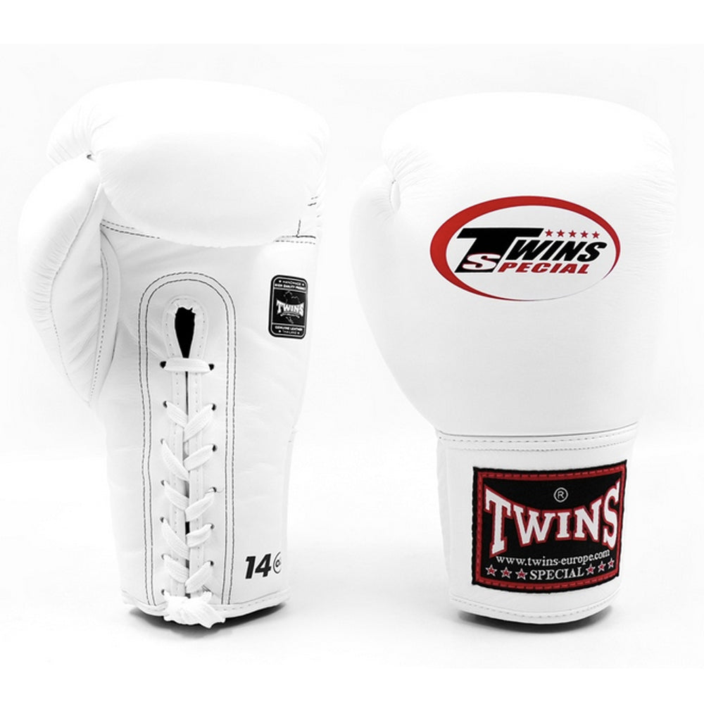 Twins Special BGLL-1 Vetersluiting Bokshandschoenen Wit | Professioneel Leder