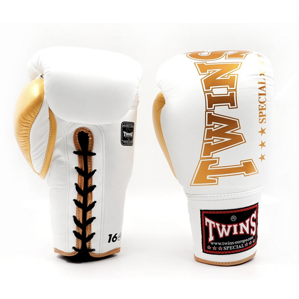 Twins Special BGLL-8 Vetersluiting Bokshandschoenen Wit | Professioneel Leder