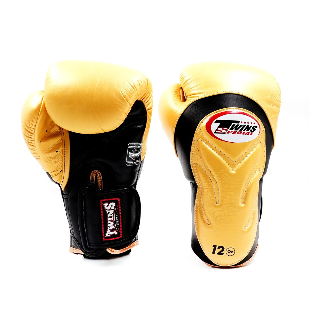 Twins Special BGVL-6 Deluxe Bokshandschoenen Zwart/Goud / Boxing Gloves Black/Gold | Extra Padding | Handgemaakt Thailand