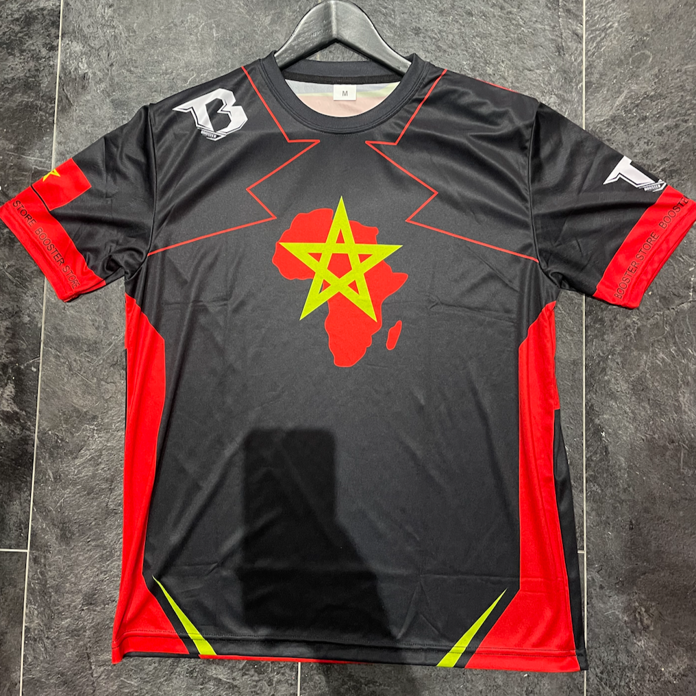 Booster Marokko shirt met Marokkaanse vlag en bokssymbolen voor fans