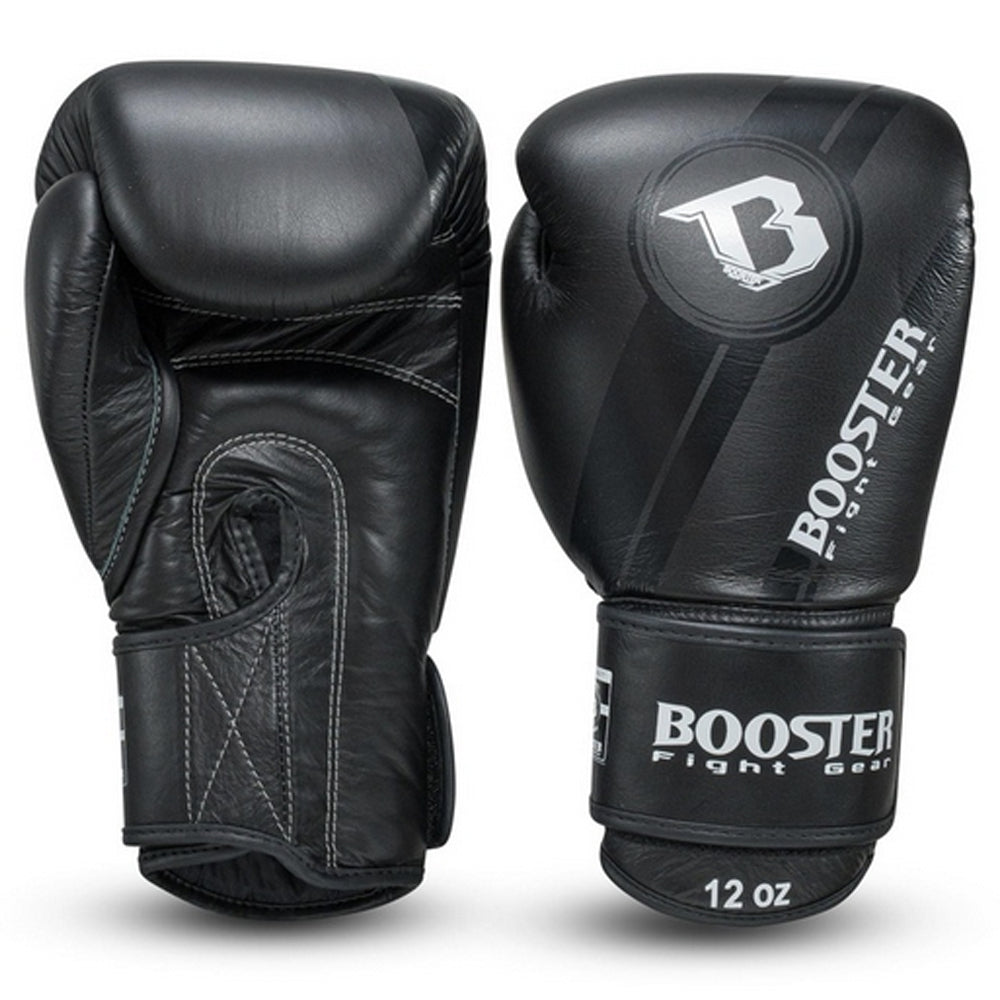Booster V3 Pro zwarte bokshandschoenen van premium Skintex leer handgemaakt in Thailand