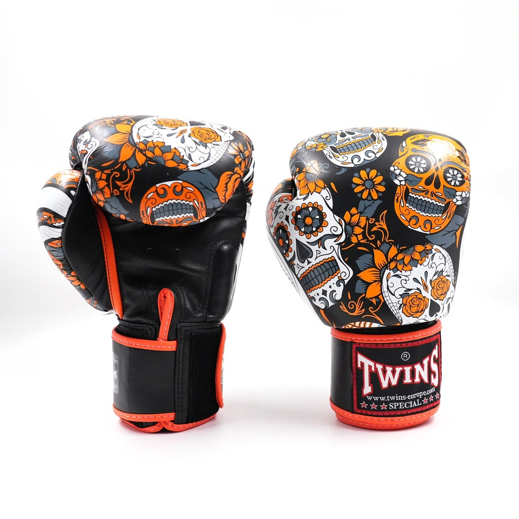 Twins Special FBGVL-3 Skull Bokshandschoenen Oranje / Boxing Gloves Orange | Fantasy Series | Handgemaakt Thailand