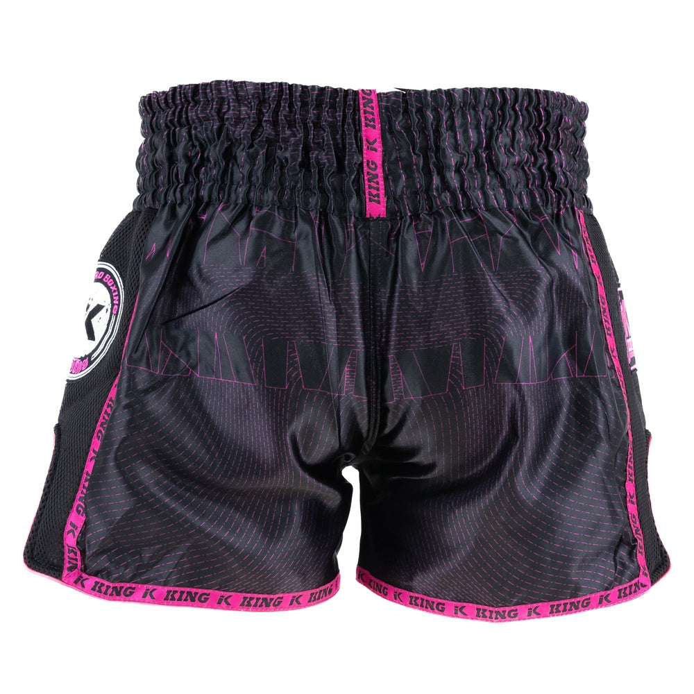King Pro Boxing 08 Series Muay Thai Shorts Zwart/Roze - Premium Satijn