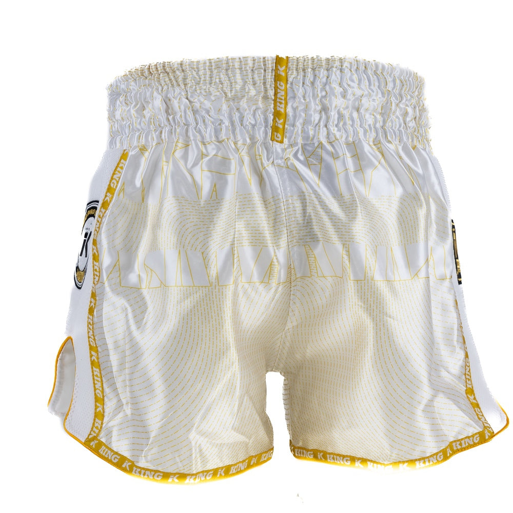 King Pro Boxing 08 Series Muay Thai Shorts Goud/Wit - Premium Satijn