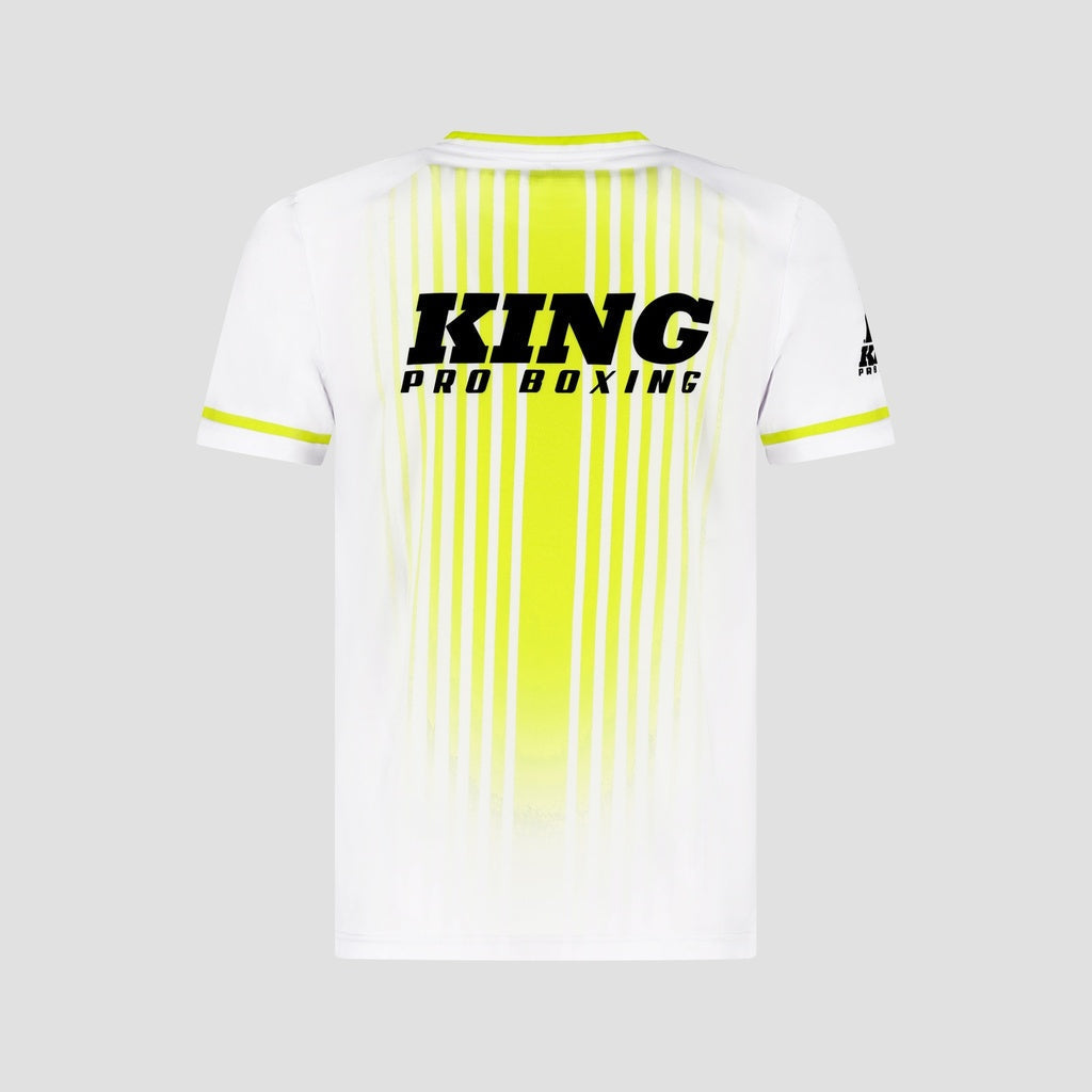 KING PRO BOXING Bloodline 2 – achterkant shirt met neongele banen en zwart ruglogo