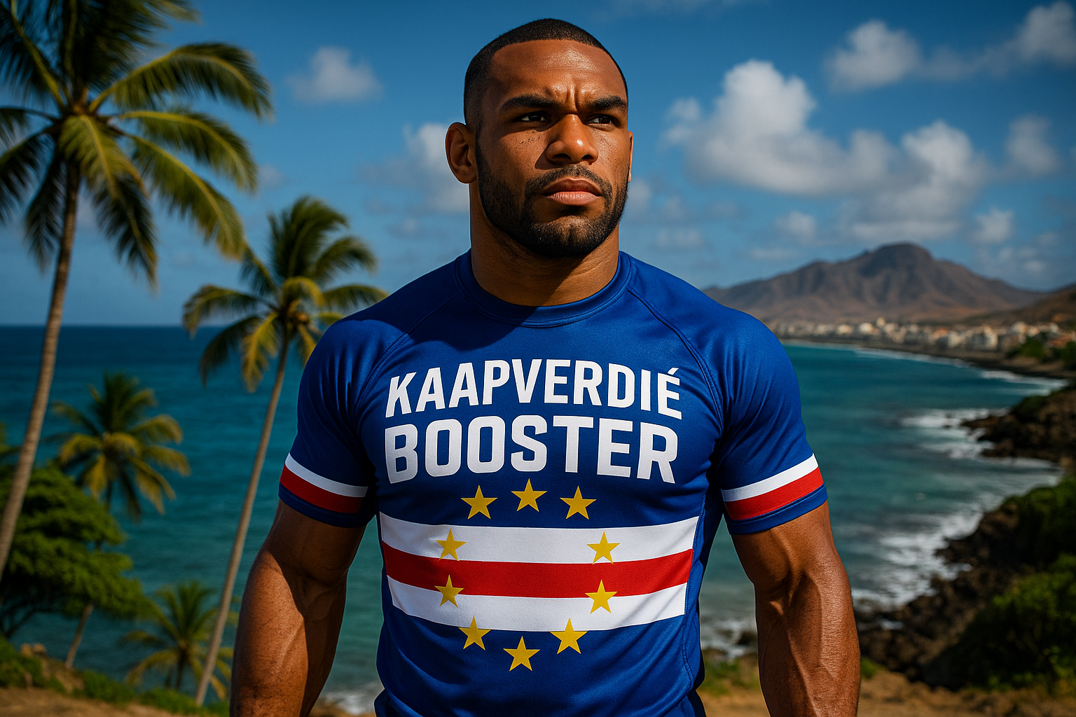 Kaapverdië Booster Fight Shirt met authentieke culturele symbolen en comfortabele pasvorm