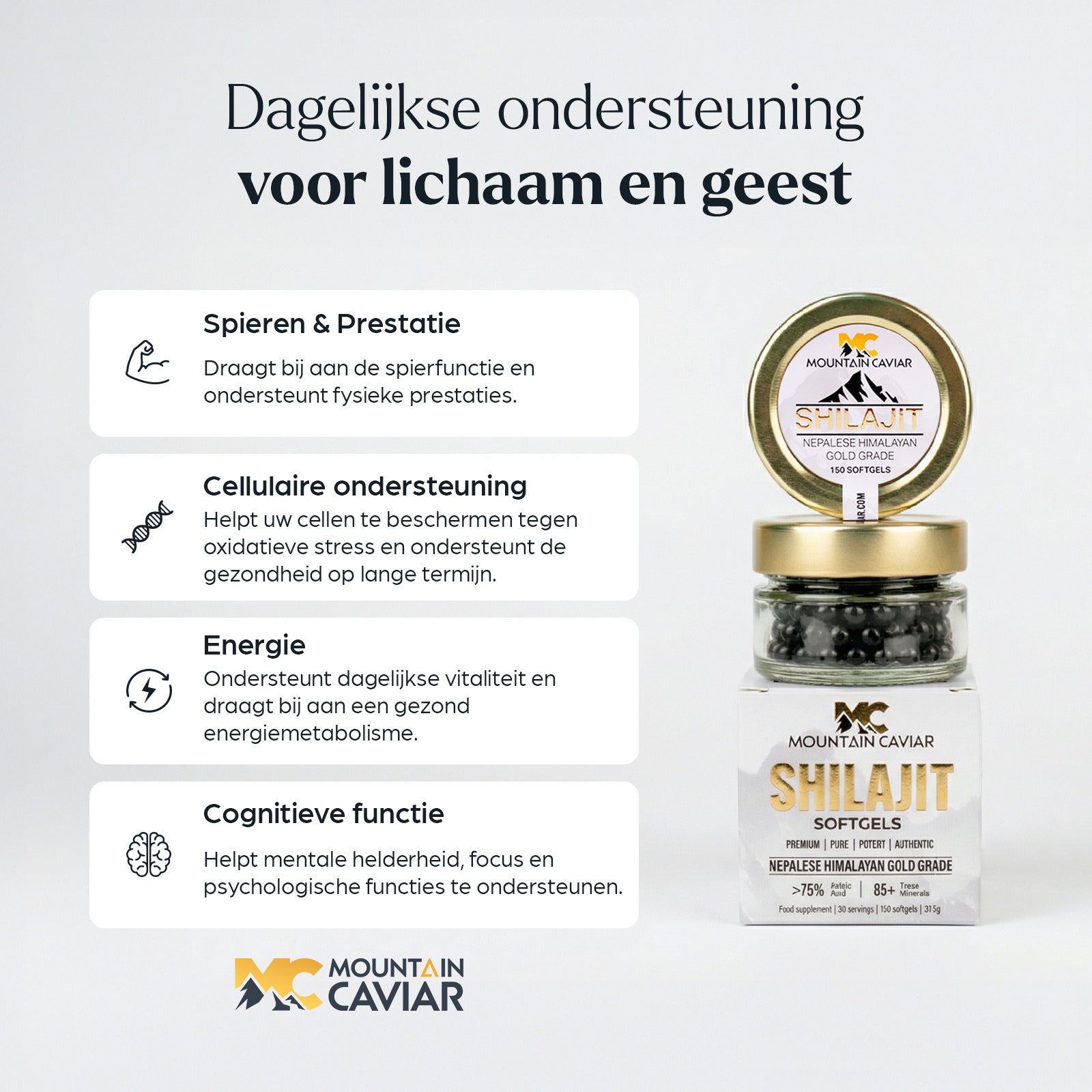 Mountain Caviar – Shilajit Softgels (150 stuks)