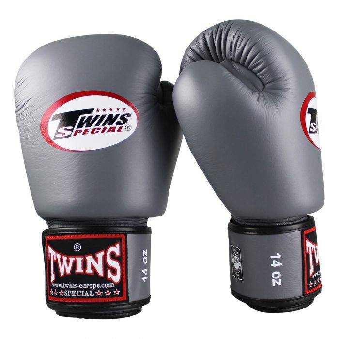 Twins Special BGVL-3 grijze bokshandschoenen van premium Thais rundleer voor Muay Thai en boksen