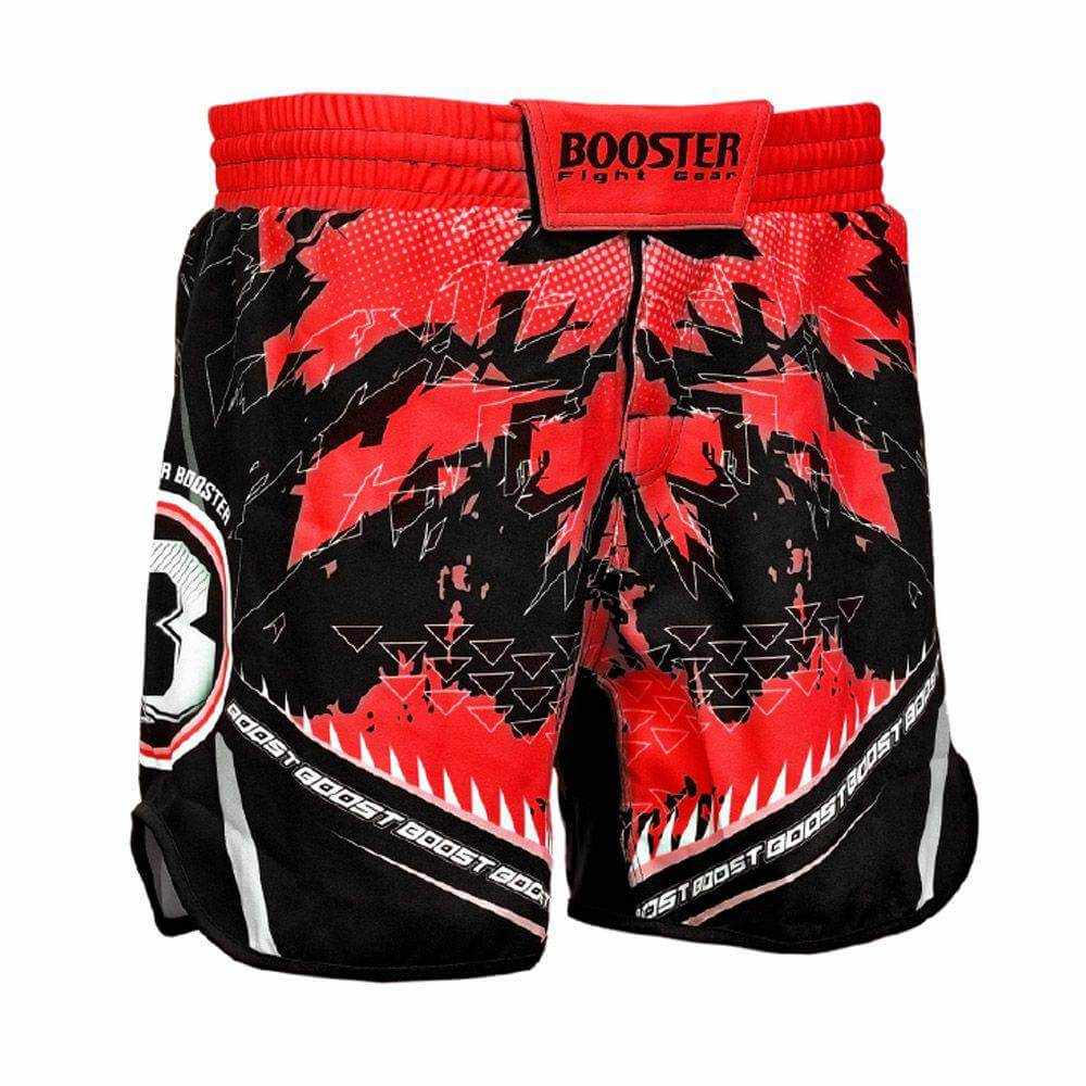 Booster MMA broek rood met elastische taille en ruim comfort voor vechtsporten