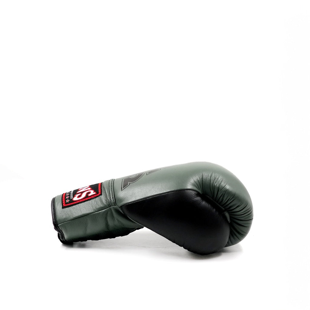 Twins Special BGLL-8 Vetersluiting Bokshandschoenen Olijf/Zwart / Laced Boxing Gloves Olive/Black | Handgemaakt Thailand