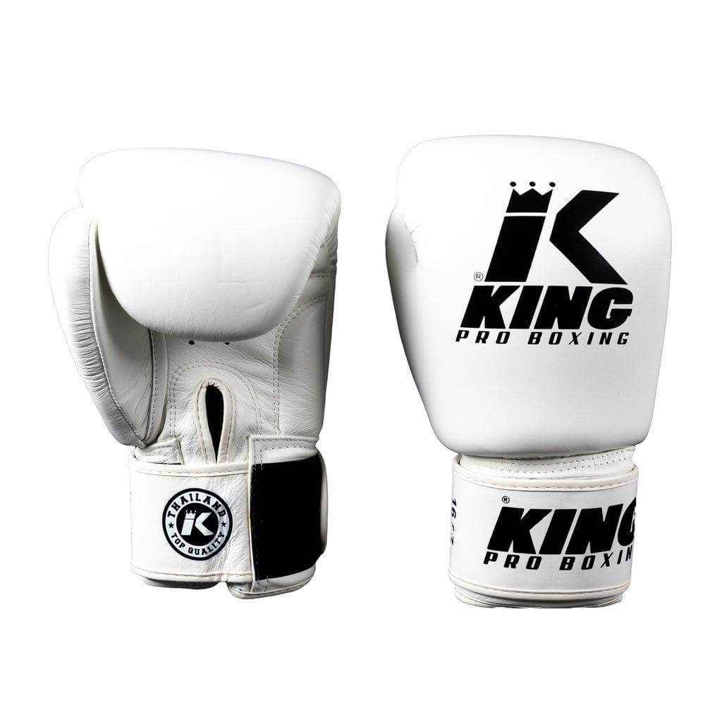 King Pro Boxing witte bokshandschoenen van hoogwaardig leer met duimbescherming