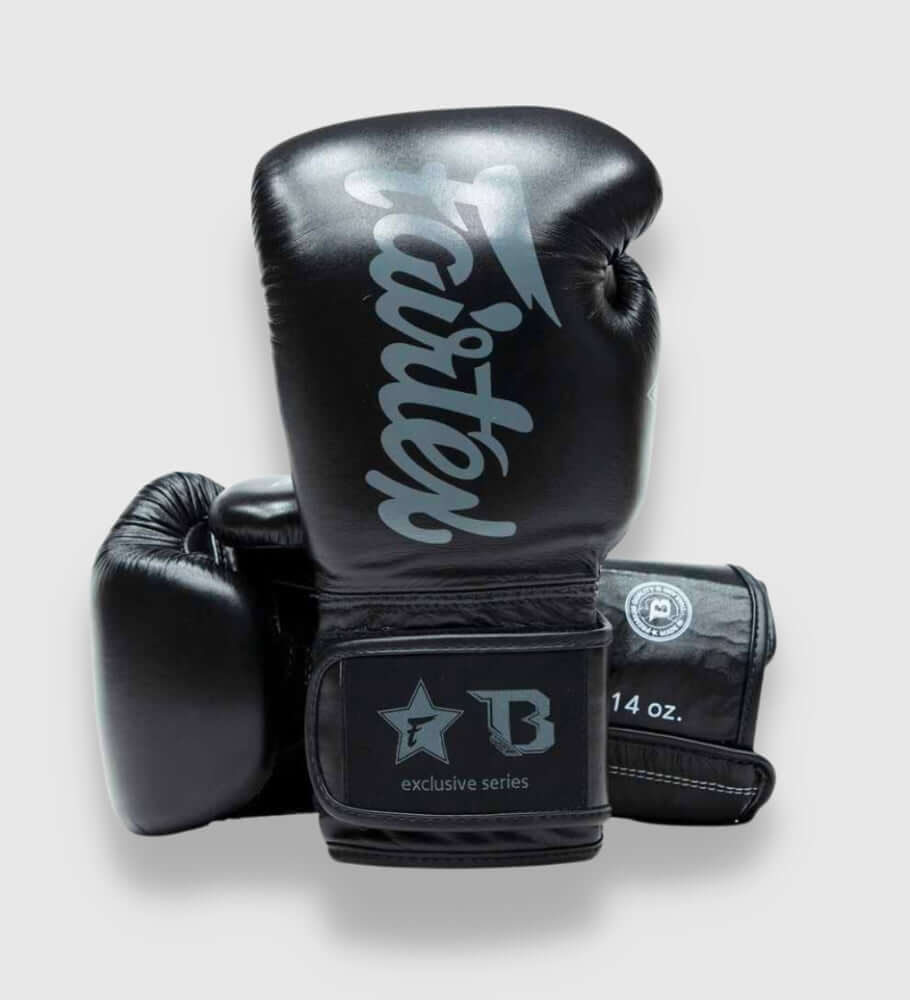 Fairtex x Booster FXB V2 Cowhide Leather Boxing Gloves Black Grey