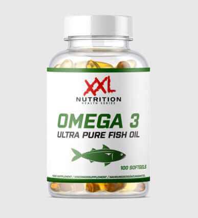 Fles XXL Nutrition Omega 3 Ultra Pure visolie softgels met 26% EPA en 17% DHA voor sporters