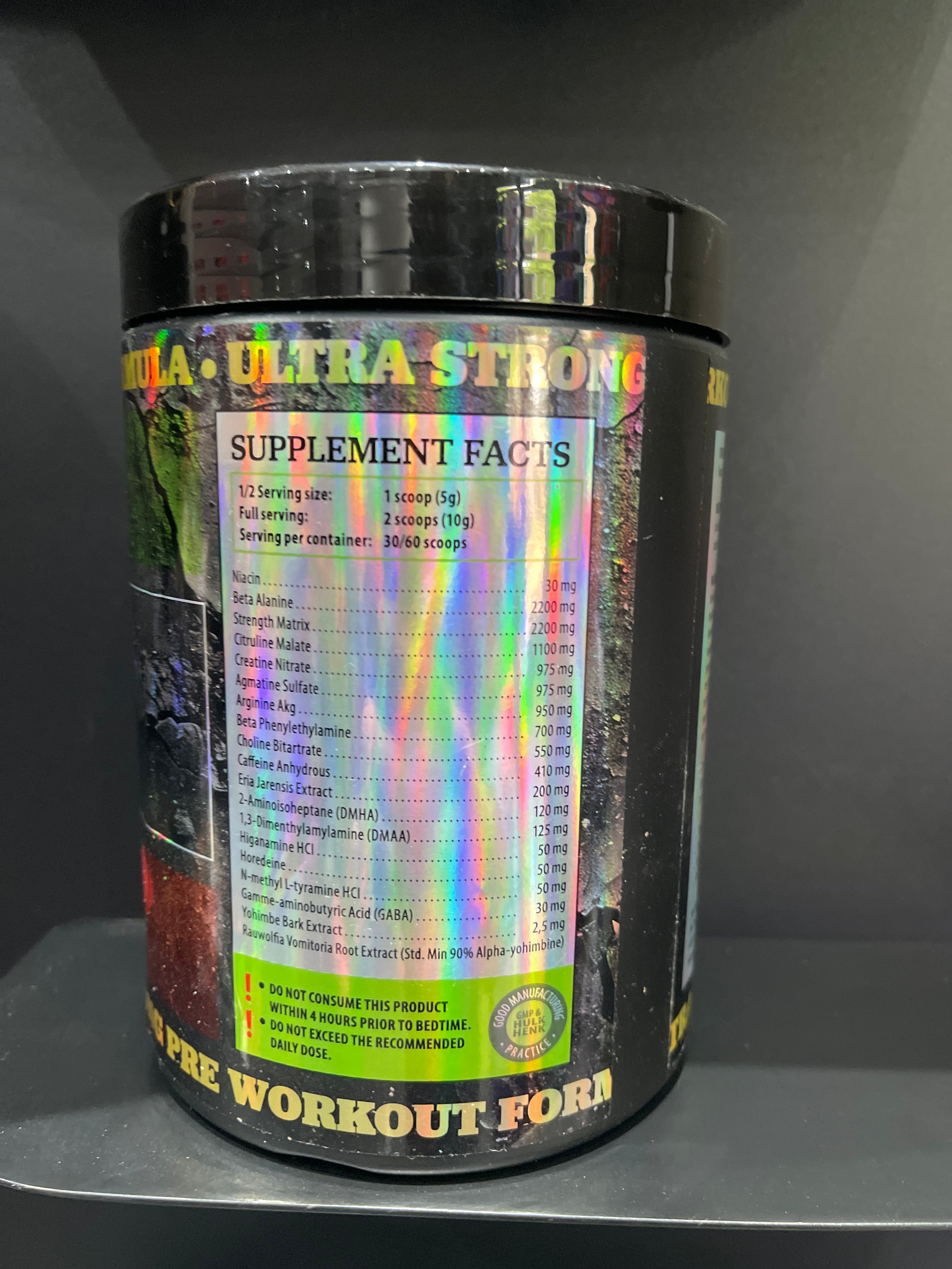 Hulks Incredible PWO 300g Pre-Workout met 1,3DMAA, DMHA & Yohimbine