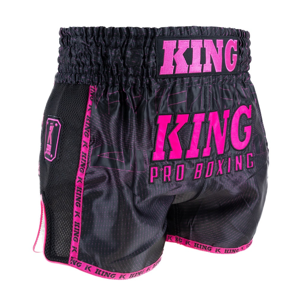 King Pro Boxing 08 Series Muay Thai Shorts Zwart/Roze - Premium Satijn