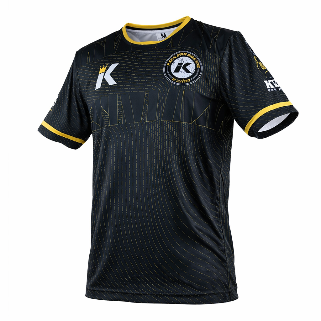King Pro Boxing 08 Series Dry-Fit Shirt Zwart/Geel - Premium Performance