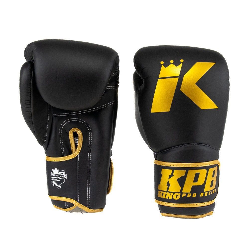 King BGK Pelis Lederen Bokshandschoenen Zwart/Goud