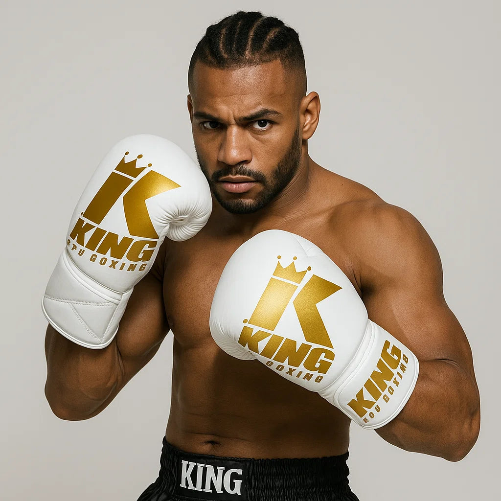 King Pro Boxing veter boks handschoenen KPB XK LU White/ Gold