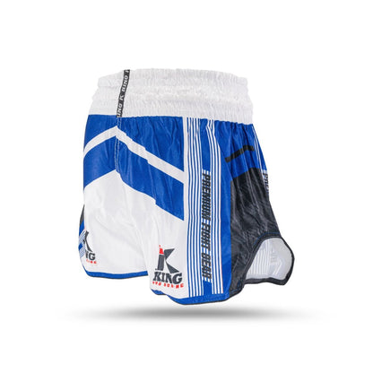 King endurance kick boksbroek wit blauw - Booster Fight Store