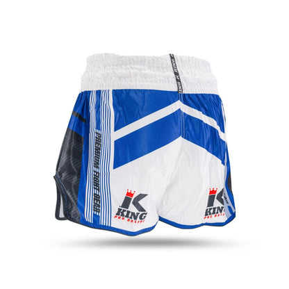 King endurance kick boksbroek wit blauw - Booster Fight Store