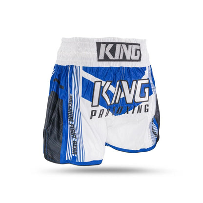 King endurance kick boksbroek wit blauw - Booster Fight Store