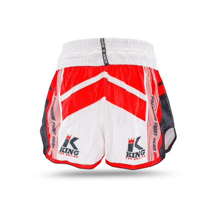 King endurance kick boksbroek wit rood - Booster Fight Store