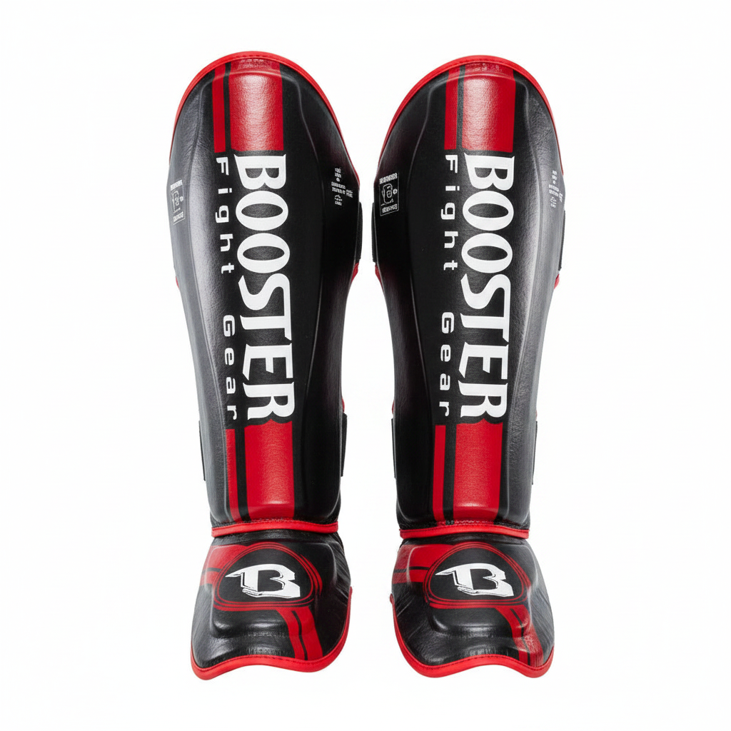 Booster V3 Scheenbeschermers Rood | Leer | Handgemaakt in Thailand