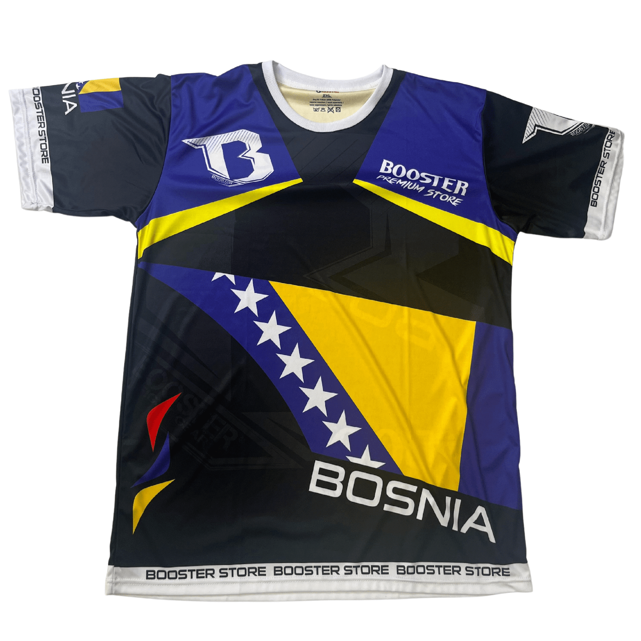 Bosnië Booster Fight Shirt met Bosnische vlag en ademend sportief materiaal