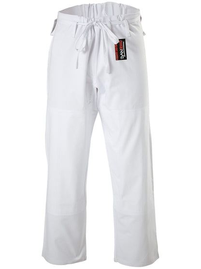 DANRHO Fight light 350 Ju-Jutsupak wit – vooraanzicht van broek met trekkoord en DANRHO-label