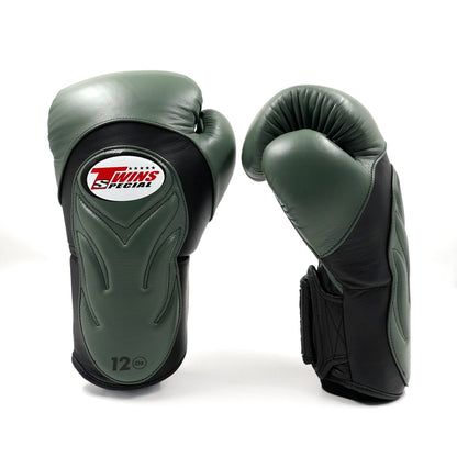 Twins Special BGVL-6 Deluxe Bokshandschoenen Zwart/Olijf / Boxing Gloves Black/Olive | Extra Padding | Handgemaakt Thailand