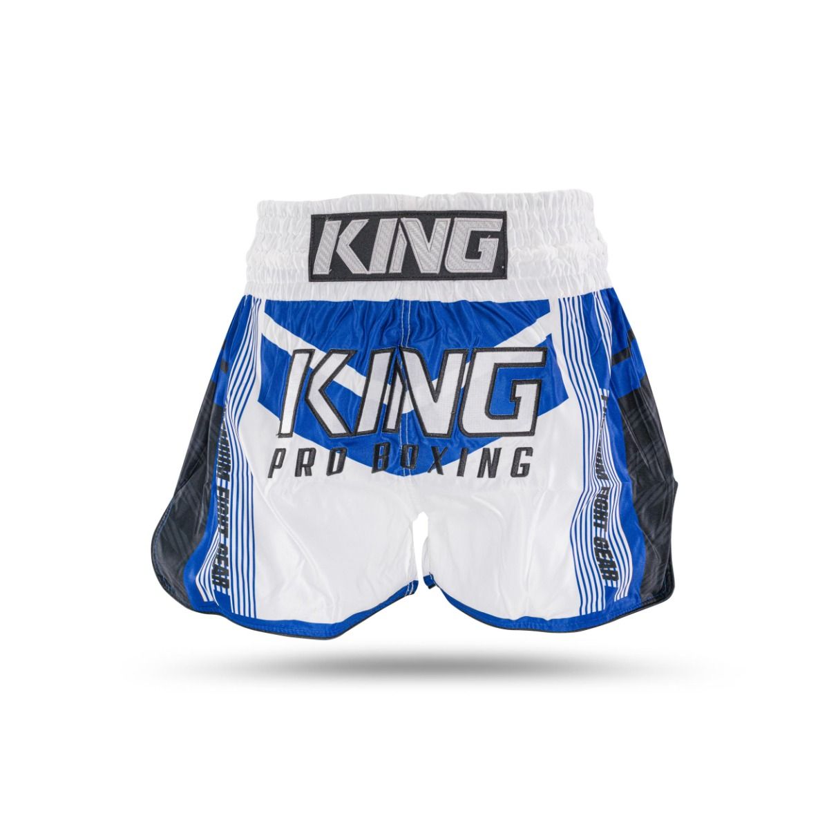 King endurance kick boksbroek wit blauw - Booster Fight Store