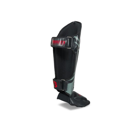 Booster Pro V10 Lederen Scheenbeschermers Zwart/Grijs
