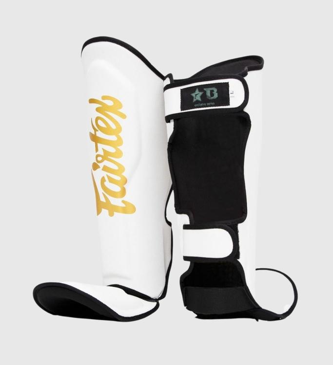 Fairtex Kickboks Scheenbeschermers FXB - Wit/Goud - Booster Fight Store