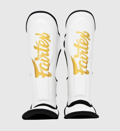 Fairtex Kickboks Scheenbeschermers FXB - Wit/Goud - Booster Fight Store